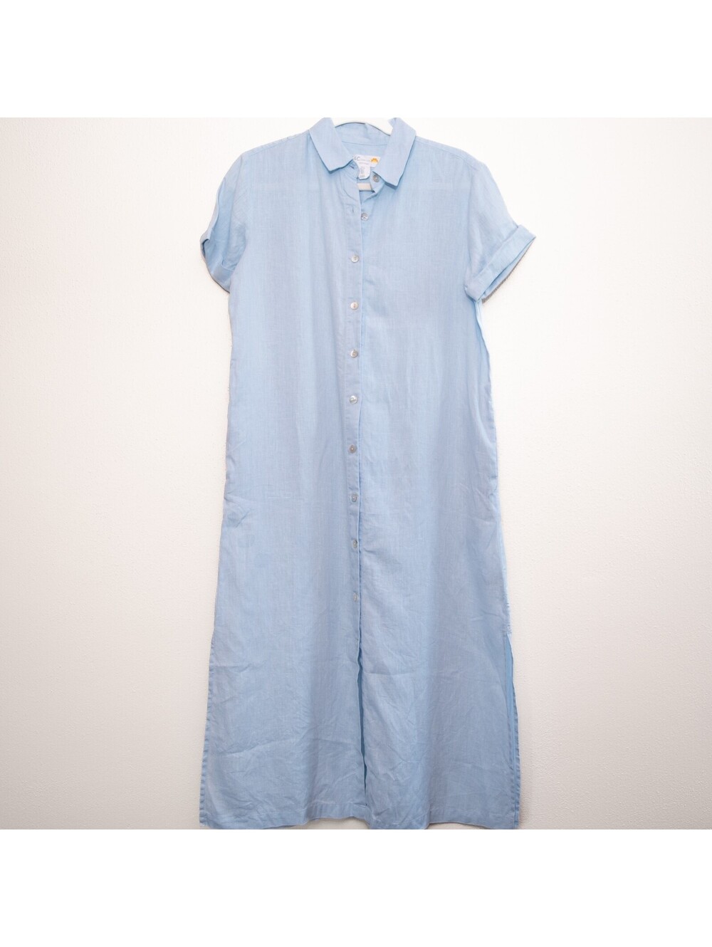 C&C California Linen Shirt Dress Midi Button Down Coastal Preppy Wmns S